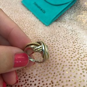 💯 authentic Tiffany & Co silver/gold cross ring